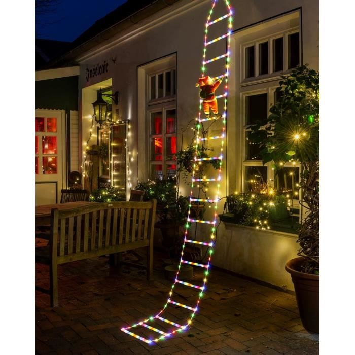 Guirlande Lumineuse LED Père Noël 3m - 8 Modes - Échelle à Grimper - Décoration Intérieur/extérieur Noël