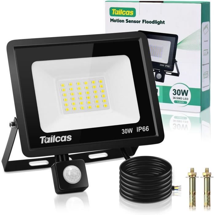 Tailcas 50W Projecteur LED Exterieur Detecteur de Mouvement, IP66