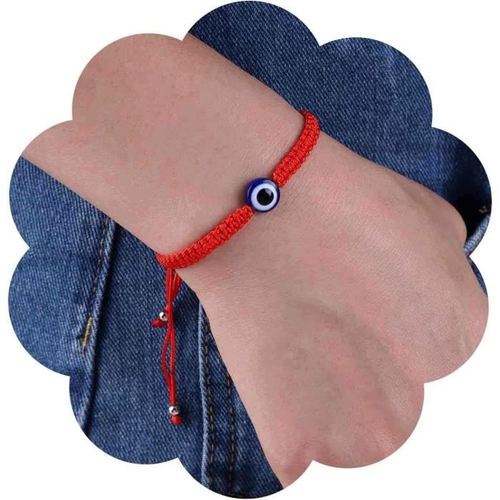 Bracelet Vintage En Corde Rouge Tissée Contre Le Mauvais Œil, Bracelet En Cire Rouge, Bracelet