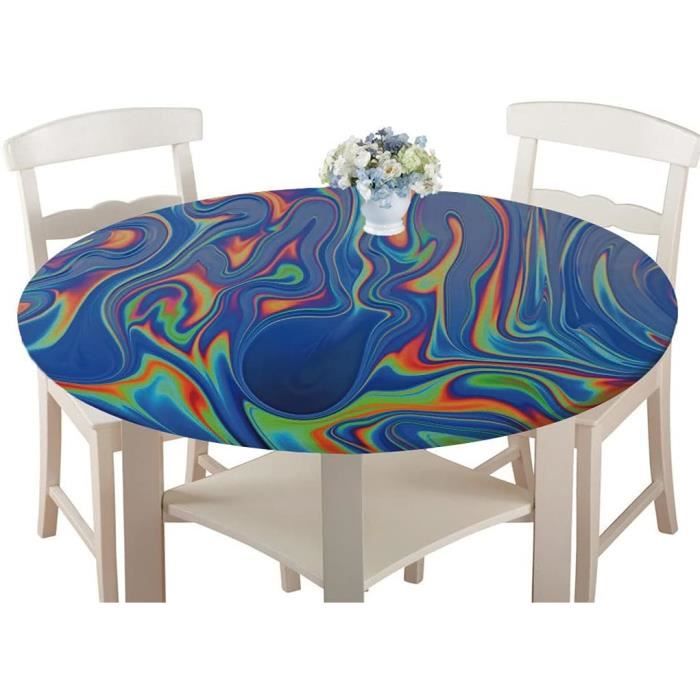Morbuy Rondes Imperméable Nappe Avec Bord élastique Anti-Tache Infroissable Décoration Pour Cuisine Salle à Manger Table (90cm,étoile De Mer