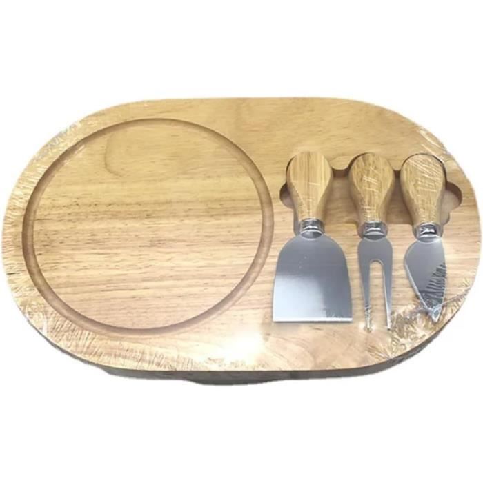 Plateau à Fromage En Bambou Avec Ardoise Et Couteau - Élégant Service Fromager Marron/Anthracite - COM-FOUR®