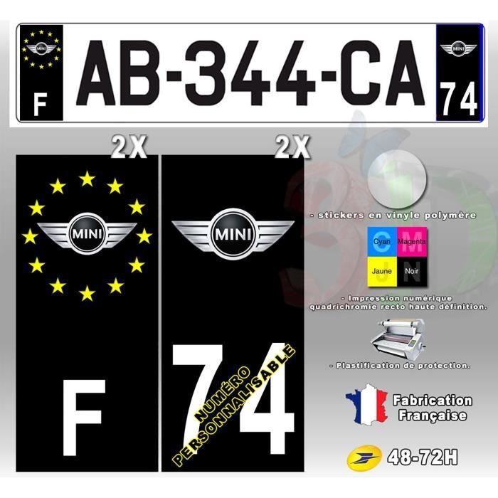 2x Stickers Plaques D'immatriculation Fond Noir BMW 120x50mm Personnalisable 