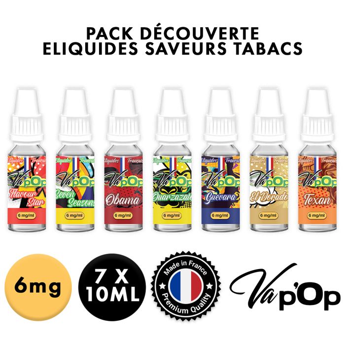 Eliquide Cigarette Electronique - Saveurs TABACS Vap'Op - 12mg - 70/30 PGVG  - 7 x 10ml (70ml)  Made in France  Vap'Op - Cdiscount Au quotidien