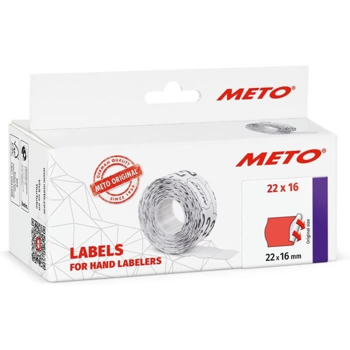 Étiquettes Adhésives Permanentes Meto – 22 X 16 Mm, 2 Lignes, 6000 étiquettes – Compatibles Avec étiqueteuses Manuelles (Meto, Contact, Sato, Avery…)