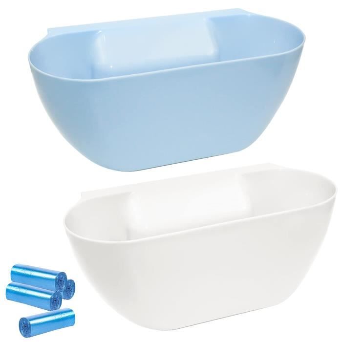 Lot De 2 Poubelles De Table à Suspendre | 26x17x12 Cm | Pour Plan De Travail, Table à Langer | Bac Plastique Gris Beige