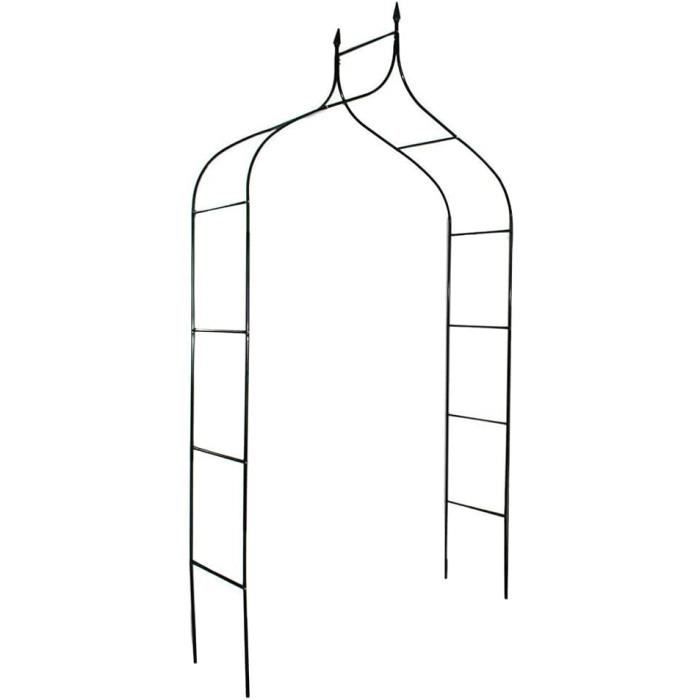 Arche à Rosiers Avec Banc 2 Personnes - Support Plantes Grimpantes, Acier Noir 205x114x55 Cm - Capacité 180 Kg