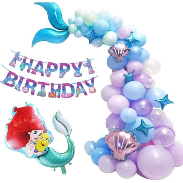 Sirene Decoration Fete Anniversaire Fille Banniere Joyeux Anniversaire Decoration Theme Arche De Sirene Ballons En Aluminium W484 Cdiscount Maison
