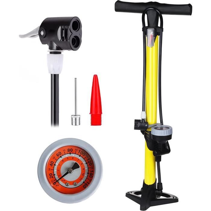 Pompe à vélo Pompes à Pied à vélo Ergonomique,avec manomètre ,cuve Compatible avec Les valves