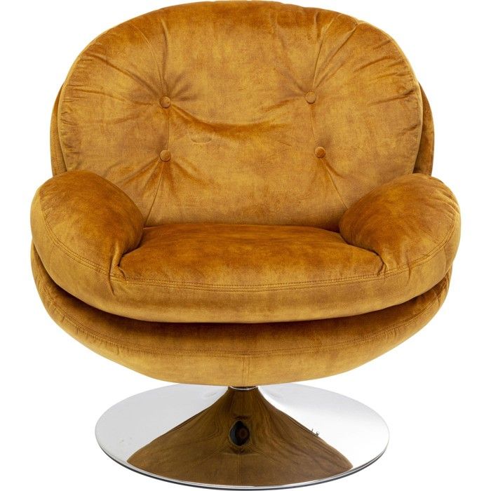 Fauteuil pivotant Cosy velours ocre Kare Design Fauteuil pivotant Cosy velours ocre Kare Design