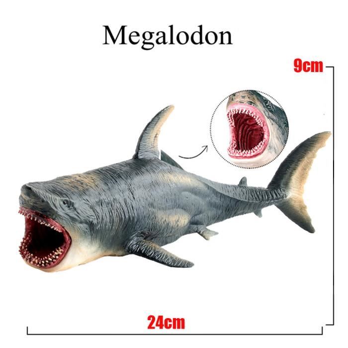 Figurine Mégalodon Réaliste – 26,5 Cm – Peinte à La Main – Plastique ABS – Jouet éducatif Requin Préhistorique – Dès 3 Ans