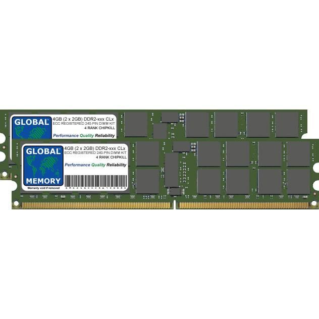 RAM DDR2 4 Go (2x2 Go) ECC Enregistrée - Serveur 400/533/667/800 MHz - 240 Broches