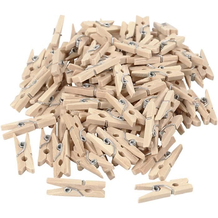 Mini Pinces à Linge En Bois Doré - 25 Mm - Lot De 10/20/40/60/80/160/400 - Marque-place Déco