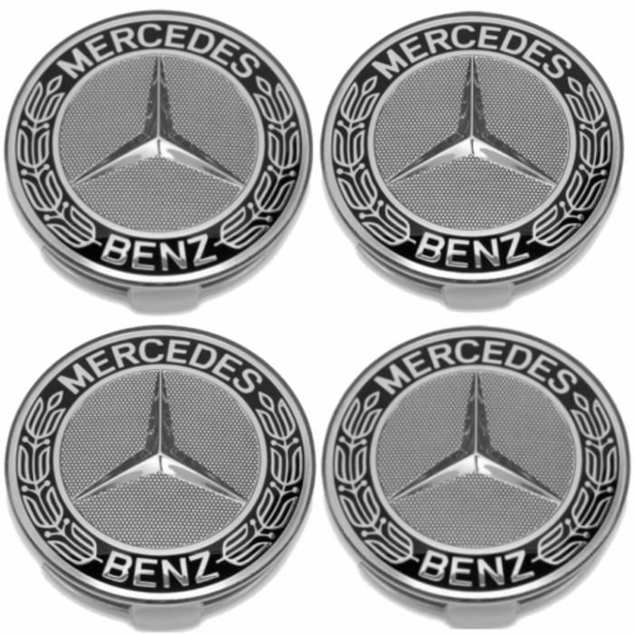 4x 75MM Noir Blanc Mercedes Benz Origine Logo Enjoliveurs Centre De