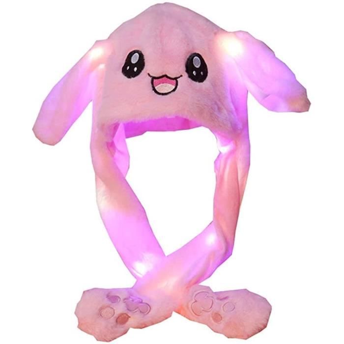 Chapeau De Noël Animé Avec Oreilles Qui Bougent Et Lumière LED - Bonnet Père Noël Unisexe, Pompon, Pour Fêtes