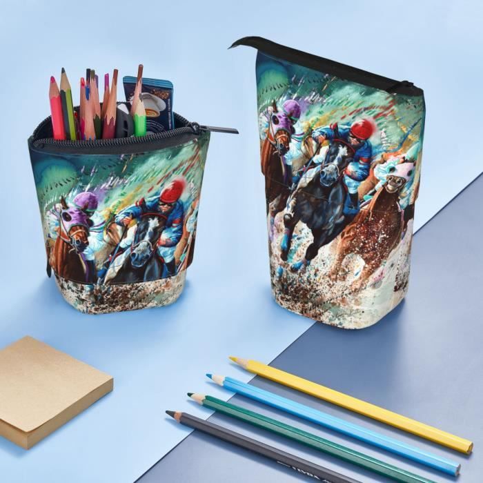 Trousse Scolaire- Sac À Crayons,Course De Chevaux Pur-Sang Chevaux  Équ,Rétractable Verticale, 7X18X14,5 Cm - Cdiscount Bagagerie - Maroquinerie