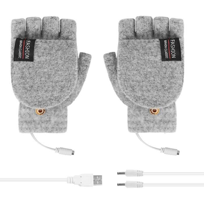 Yolispa USB Chauffée Gants pour Hommes Femmes À Tricoter Électrique Chauffée Gants Chaud Complet Et Demi de Ordinateur Portable Gants