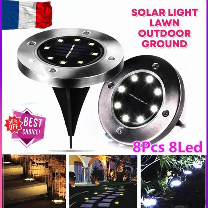 Lampes solaires extérieures - Décorations de jardin - 8pcs 8LED - Blanc chaud - IP65