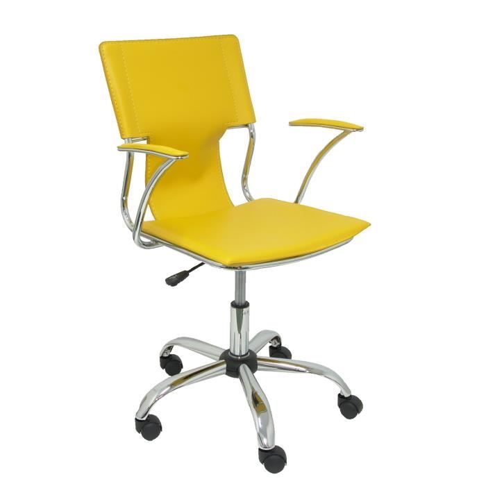 Chaise de bureau ergonomique avec bras fixes - PIQUERAS Y CRESPO - Modèle 214 - Jaune - Simili
