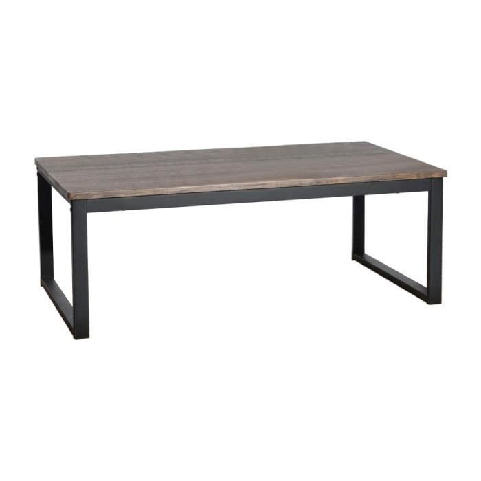 Table Basse Design Industriel avec Grand Plateau, Pieds Réglables