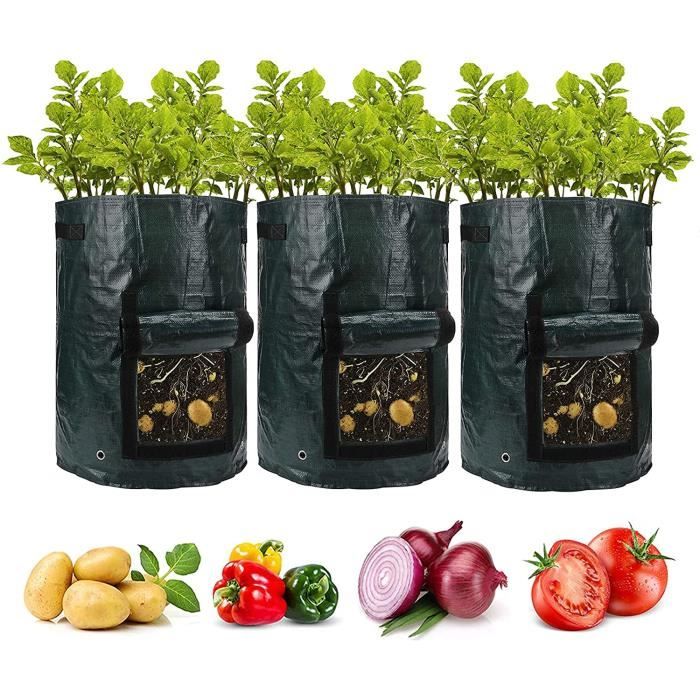 Sac Potager Géotextile, 7 Gallon Sac Pomme de Terre Culture, PE Sacs à Plantes pour Plantes, Bulbes, Vegetaux, Pot Geotextile,[824]