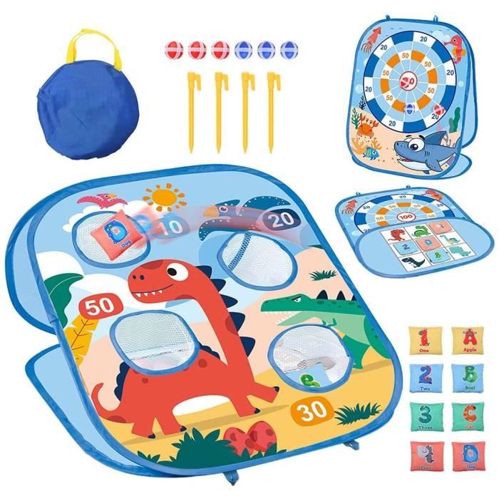 Jeu De Lancer Extérieur Anniversaire – Filet Avec 10 Sacs De Sable Et 4 Piquets – Jeu De Morpion Géant Pour Jardin, Plage