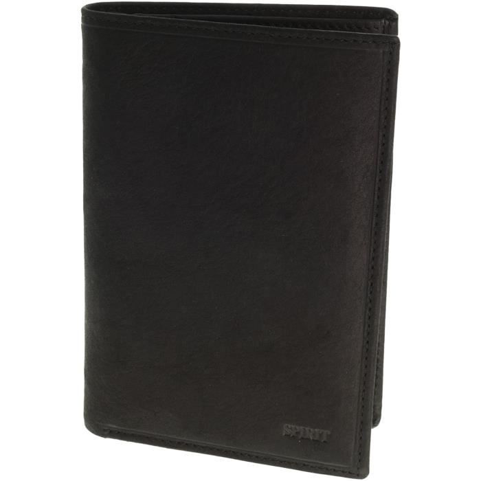 Portefeuille Homme SPIRIT En Cuir De Vachette Rigide Noir - Neuf Avec étiquettes, Plusieurs Compartiments