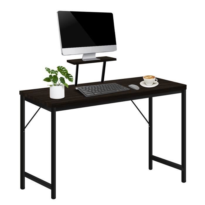 ldszxne bureau informatique,surface en fibre de carbone pvc et support d'écran étagère,100x50x75cm,noir