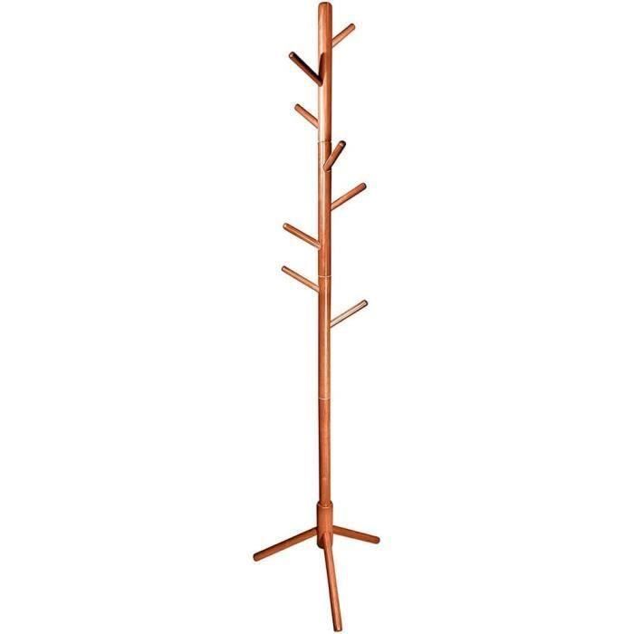 COSTWAY Porte Manteaux en Bois 8 Crochets, Portant à Vêtement sur Pied, Hauteur Réglable 138/175cm, Porte-Manteau pour Entrée, Chambre, Dortoir, Appartement (Gris