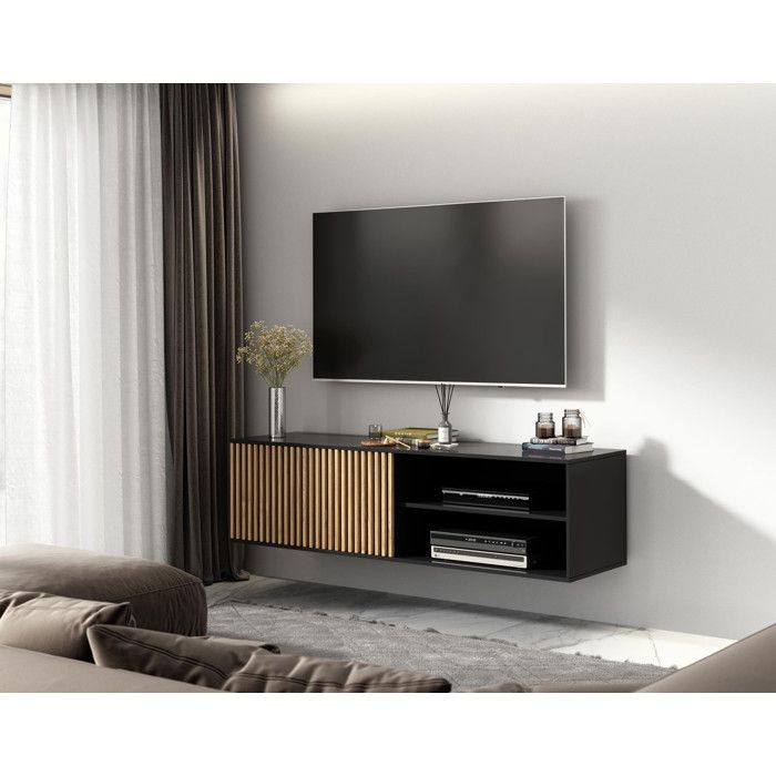 MB Muebles Bonitos, Meuble TV Mural Aydin pour Salon Moderne, Meuble Suspendu au Mur, Mélamine Mate, Couleur Blanc, 150x22x29.6 cm MB Muebles Bonitos, Meuble TV Mural Aydin pour Salon Moderne, Meuble Suspendu au Mur, Mélamine Mate, Couleur Blanc, 150x22x29.6 cm