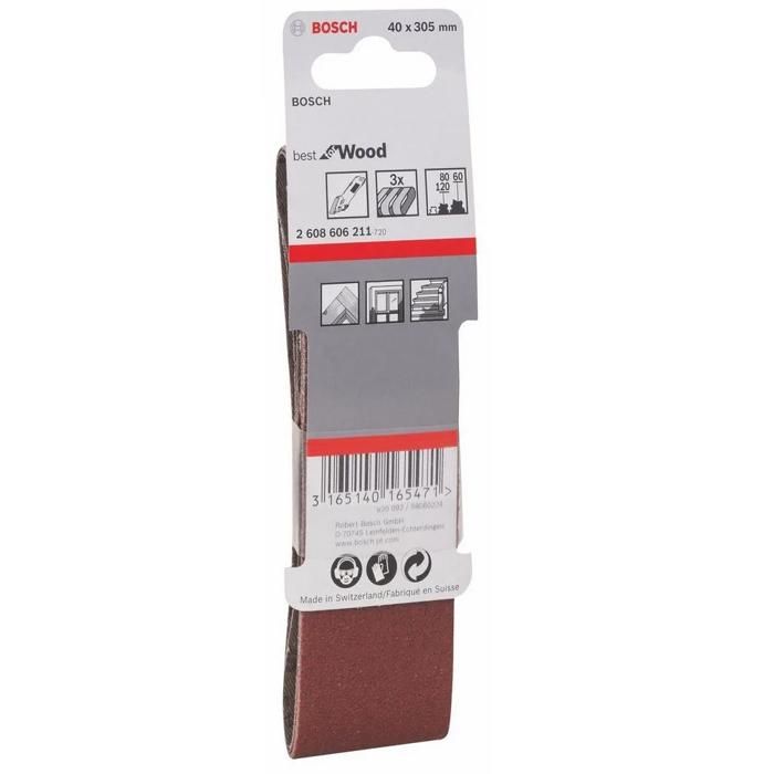 Bandes abrasives 40x305 assortis par 3 ponceuse bosch