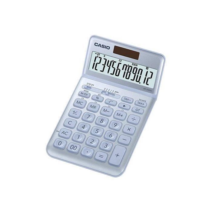 Casio JW-200SC Calculatrice de bureau 12 chiffres panneau solaire, pile bleu