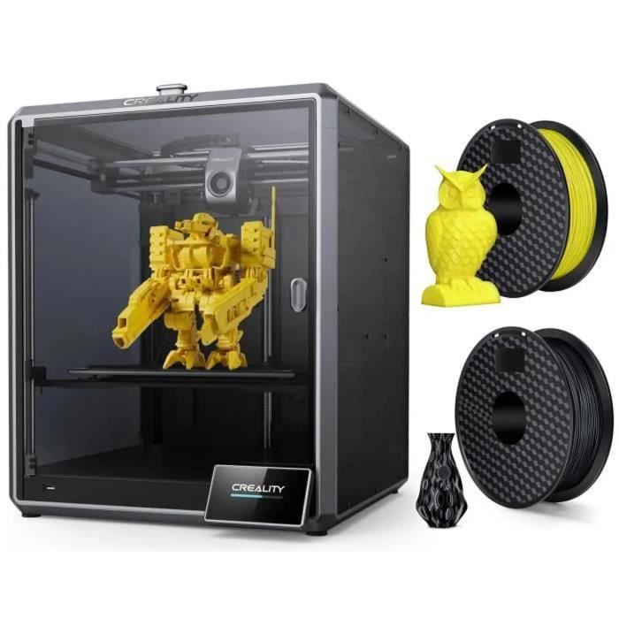Imprimante 3D Creality K1 Max avec lidar AI polyvalent, caméra AI, 300*300*300 mm avec 2 pcs consommables d'imprimante（jaune + noir）