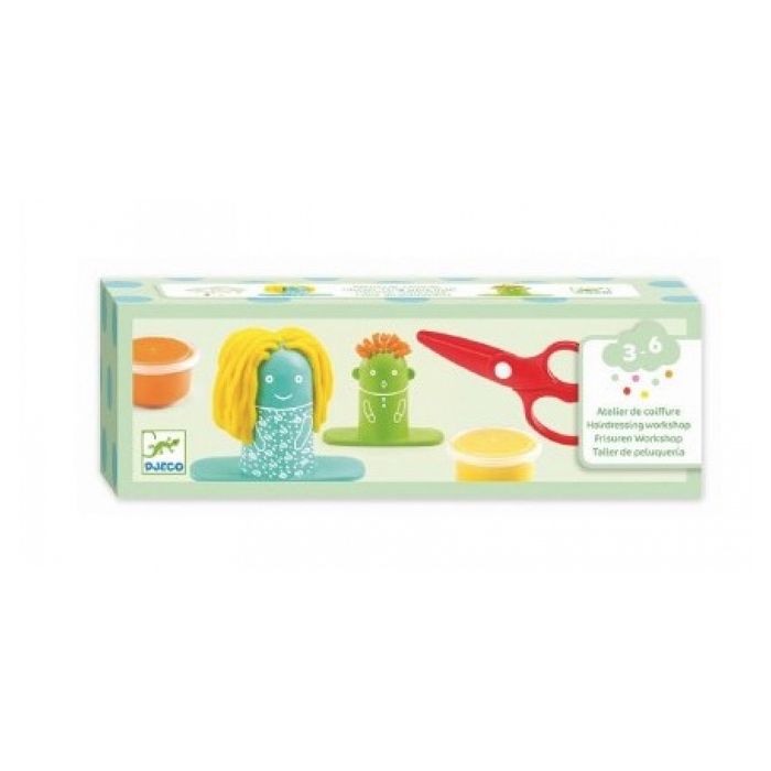 Atelier de coiffure pour pâte à modeler - Djeco - Jouet créatif pour enfant - Mixte - Vert - A partir de 3 ans