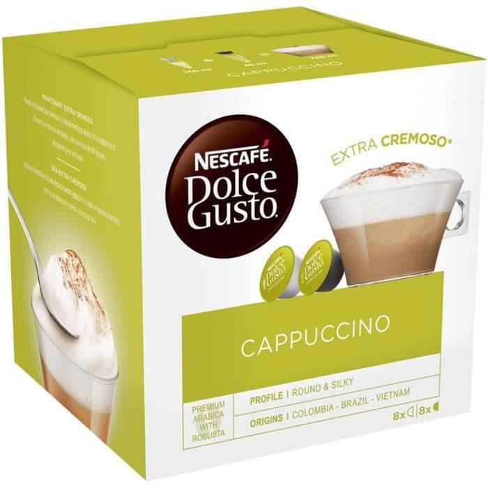 LOT DE 5 - DOLCE GUSTO - Cappuccino Café Capsules Compatible Dolce Gusto - boite de 16 capsules