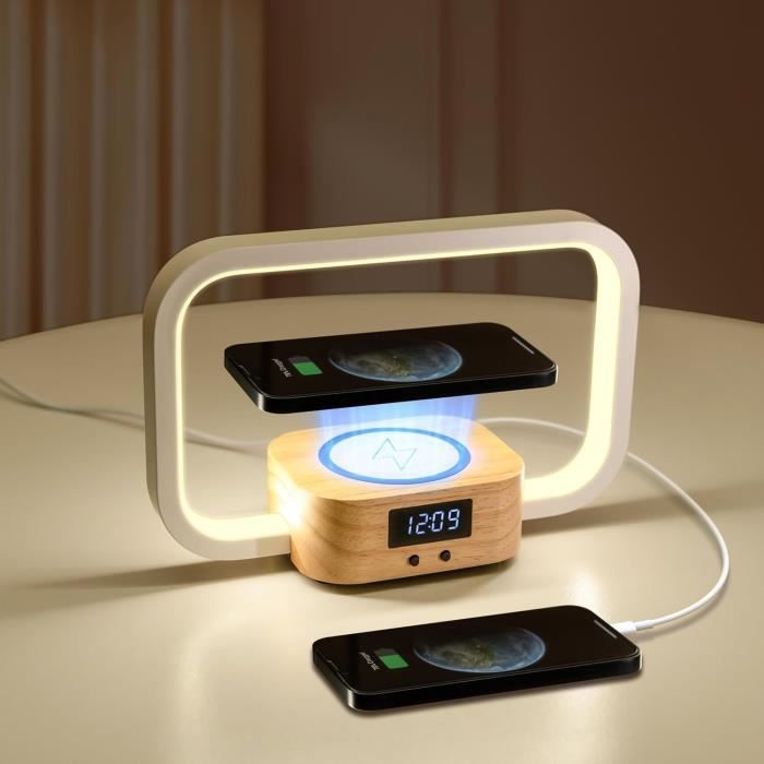 Lampe De Bureau LED Avec Chargeur Sans Fil & Port USB, Lampe De Table Tactile Ecran Lcd Veilleuses Horloge Reveil Temperature Lampe De Chevet Pliable 91251926 Lampe De Bureau LED Avec Chargeur Sans Fil & Port USB, Lampe De Table Tactile Ecran Lcd Veilleuses Horloge Reveil Temperature Lampe De Chevet Pliable 91251926