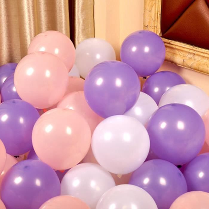 100 pcs /(violet clair + poudre tendre + blanc) 2.2g Mat Épais 10 cm Latex  Ballon Gonflable De Mariage Décorations Air Balle Heureu - Cdiscount Maison