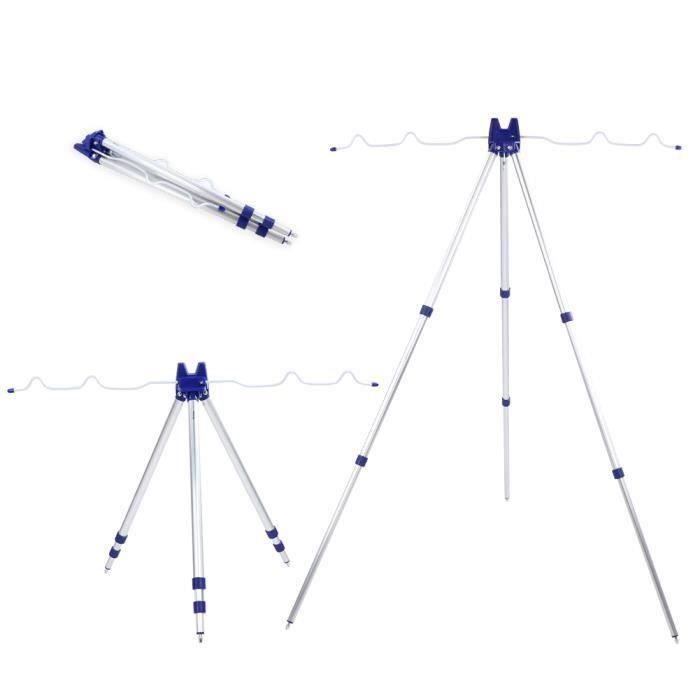 Trépied Pliable Canne à Pêche Alliage Aluminium – Support 5 Cannes, Télescopique, Stable Pêche Mer Lac Rivière