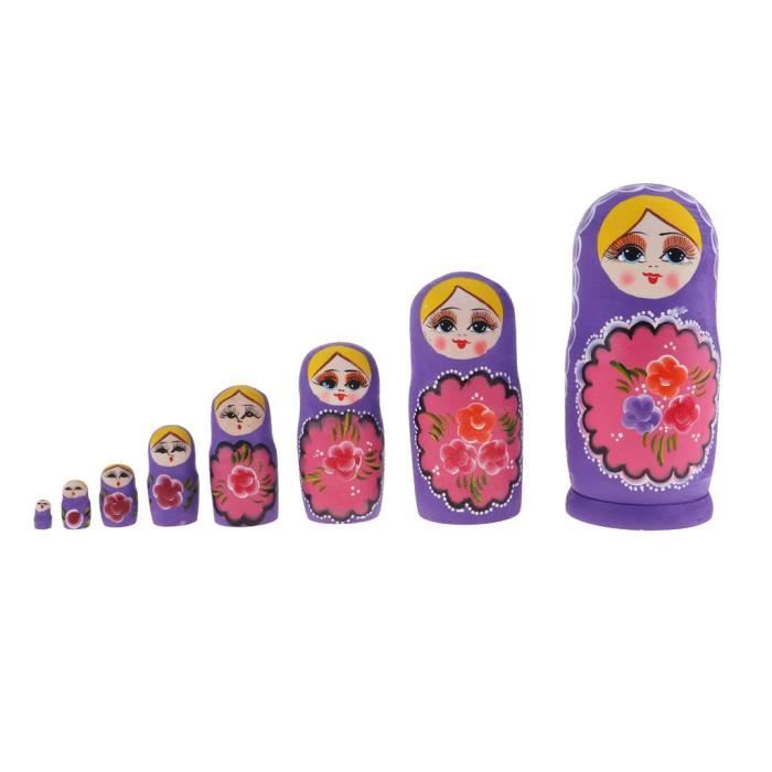 8 Pièces En Bois Russe Poupées Gigognes Babushka Matriochka Jouets