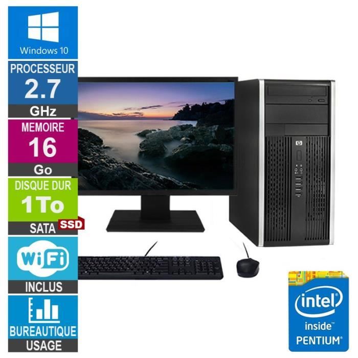 PC HP 6200 Pro MT G630 2.70GHz 16Go/1To SSD Wifi W10 + Ecran 22 - Hewlett packard