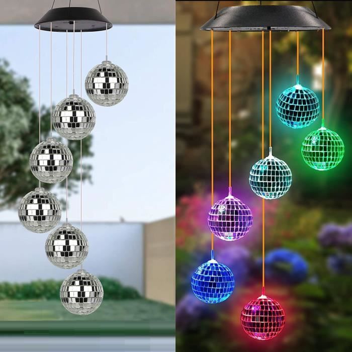 Carillon à Vent Solaire Exterieur LED pour Decoration Jardin, Carillon éolien Étanche avec Lumières LED pour Porche Balcon Cour
