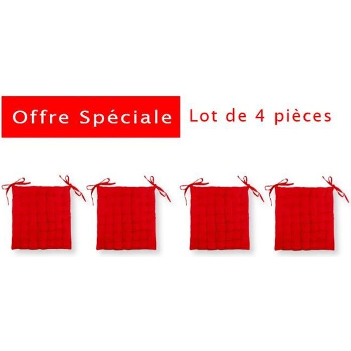 Galette de chaise futon - ECRU - Lot de 4 - 40x40 cm - 100% coton - Style contemporain