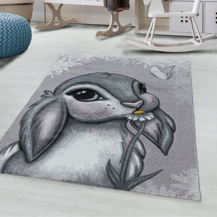 Paco Home Tapis Chambre Enfant Dinosaures Jungle Volcan 3D - Vert Poils Ras, 120x170 Cm