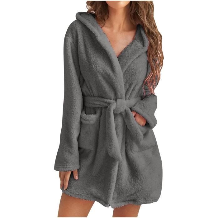 Pyjama Femme Hiver Vlazom - Haut Manches Longues Col V Uni + Pantalon Carreaux - Doux, Chaud - Polyester/rayonne/élasthanne