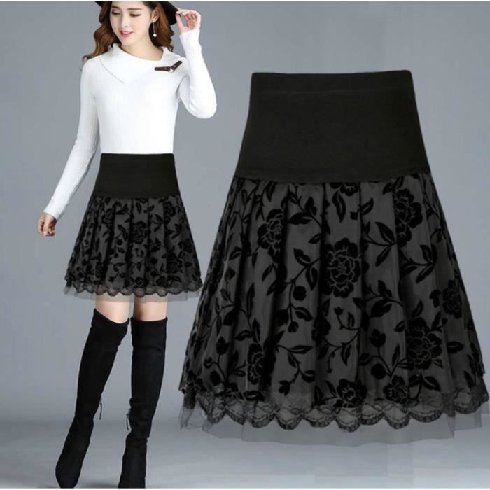 Femmes Jupes courtes - pliss?�e en Voile pour trap?�ze taille 557_black - Cdiscount Pr??t-?�-Porter