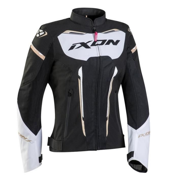 Blouson moto femme Ixon striker air - noir/blanc/or - XL