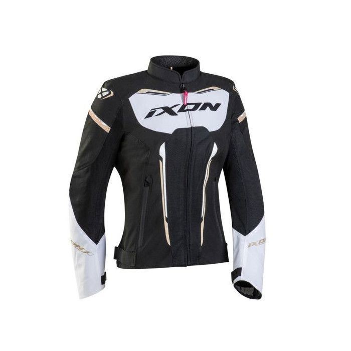 Blouson moto femme Ixon striker air noir blanc or XL