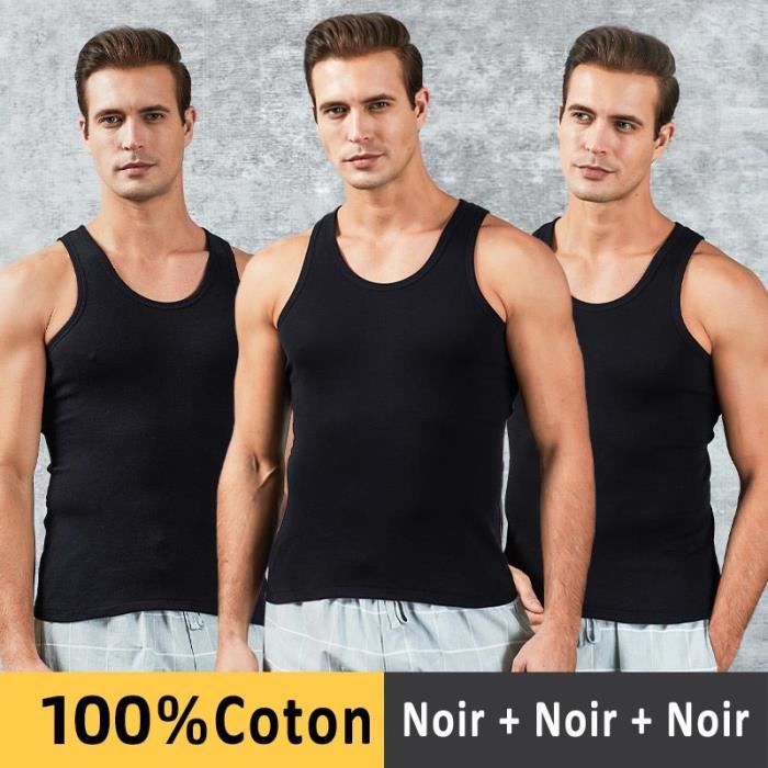 G.T.I. 1 Débardeurs homme 100% coton ,Marcel homme,maillot de corps - Blanc