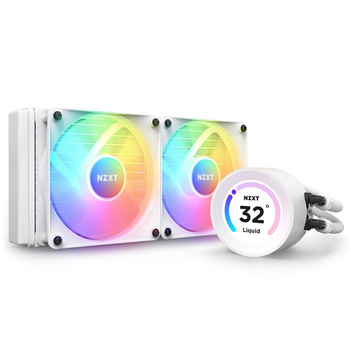 NZXT Kraken Elite 240 RGB Blanc - Kit de Watercooling tout-en-un 240 mm pour processeur avec écran LCD grand angle personnalisable