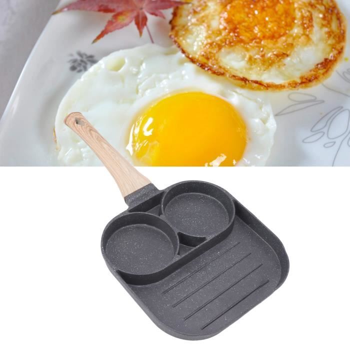 Poêle à œufs 3 Compartiments – Antiadhésive En Aluminium – Petit Déjeuner