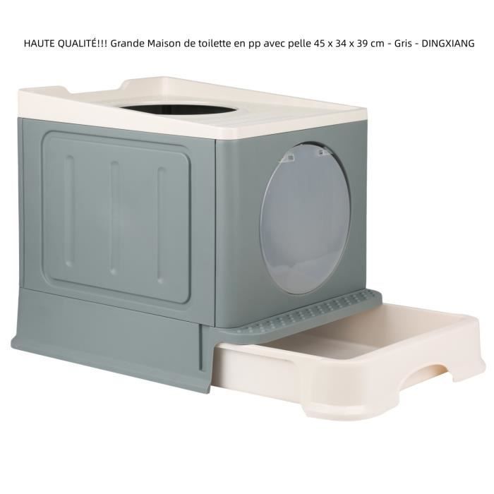 Comparer les prix de Bac à litière en pp avec pelle 45 x 34 x 39 cm - Gris Pour chat - DINGXIANG